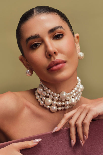 Layered Pearl Choker Necklace 