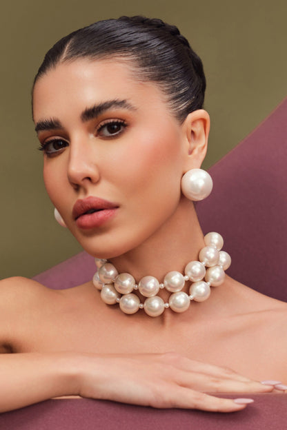 Two Layered Pearl Choker Necklace 