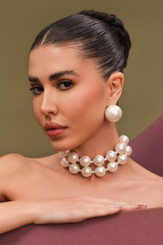 Two Layered Pearl Choker Necklace 