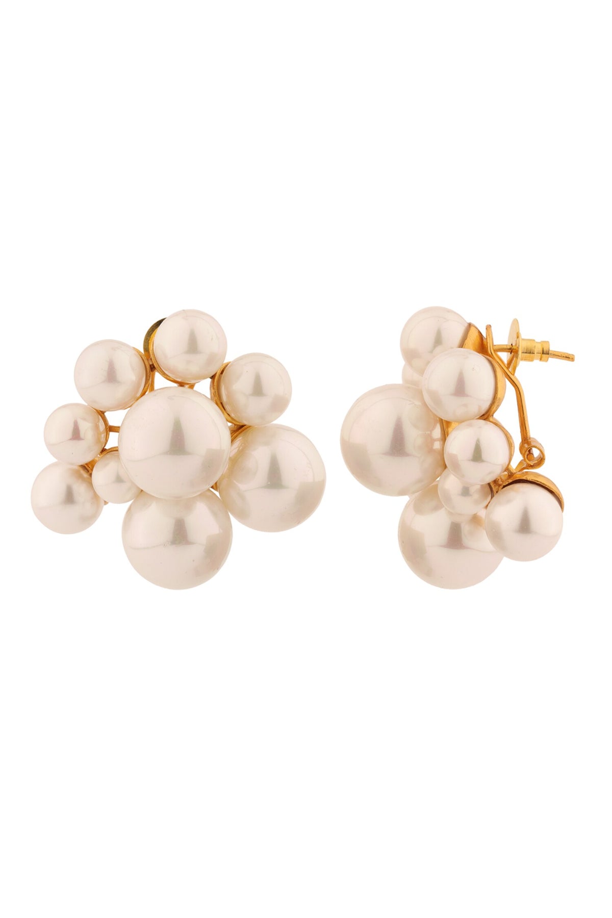 Pearl Cluster Stud Earrings 