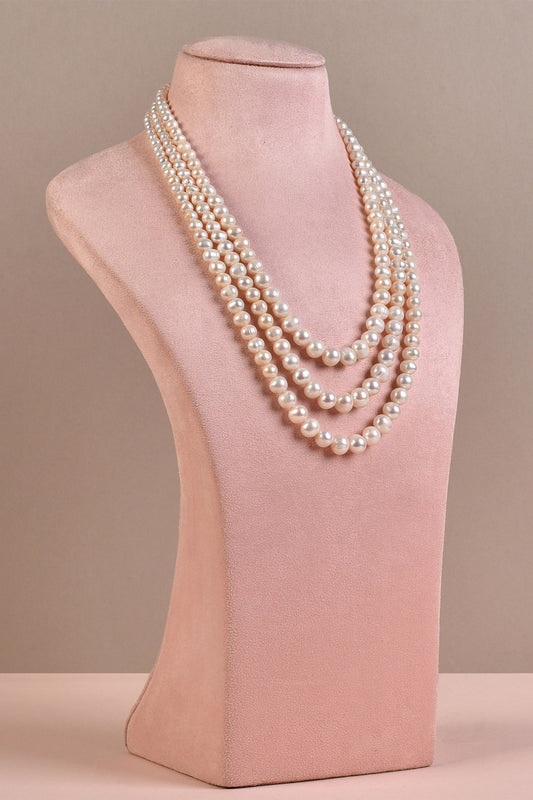 Tri Layered Pearl Necklace 
