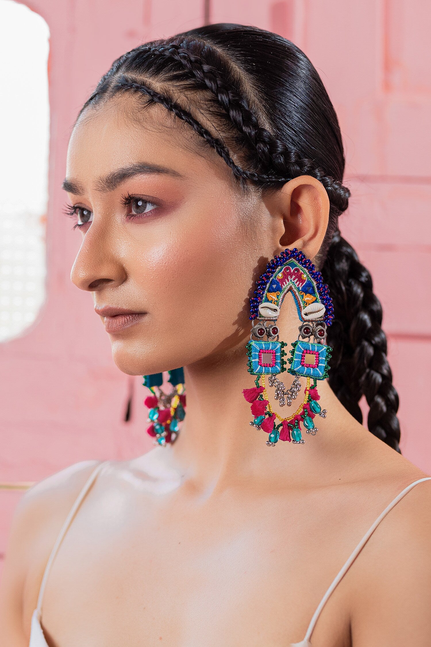 Bloss Crystal Mirror Elephant Earrings 