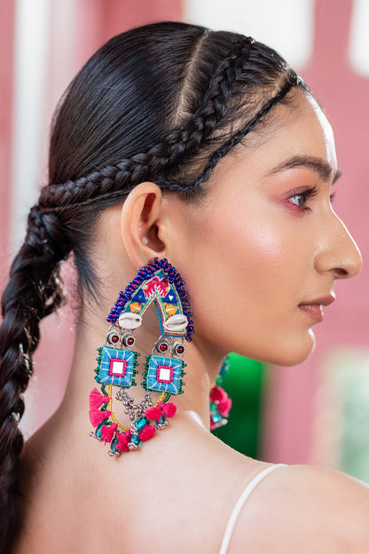 Bloss Crystal Mirror Elephant Earrings 