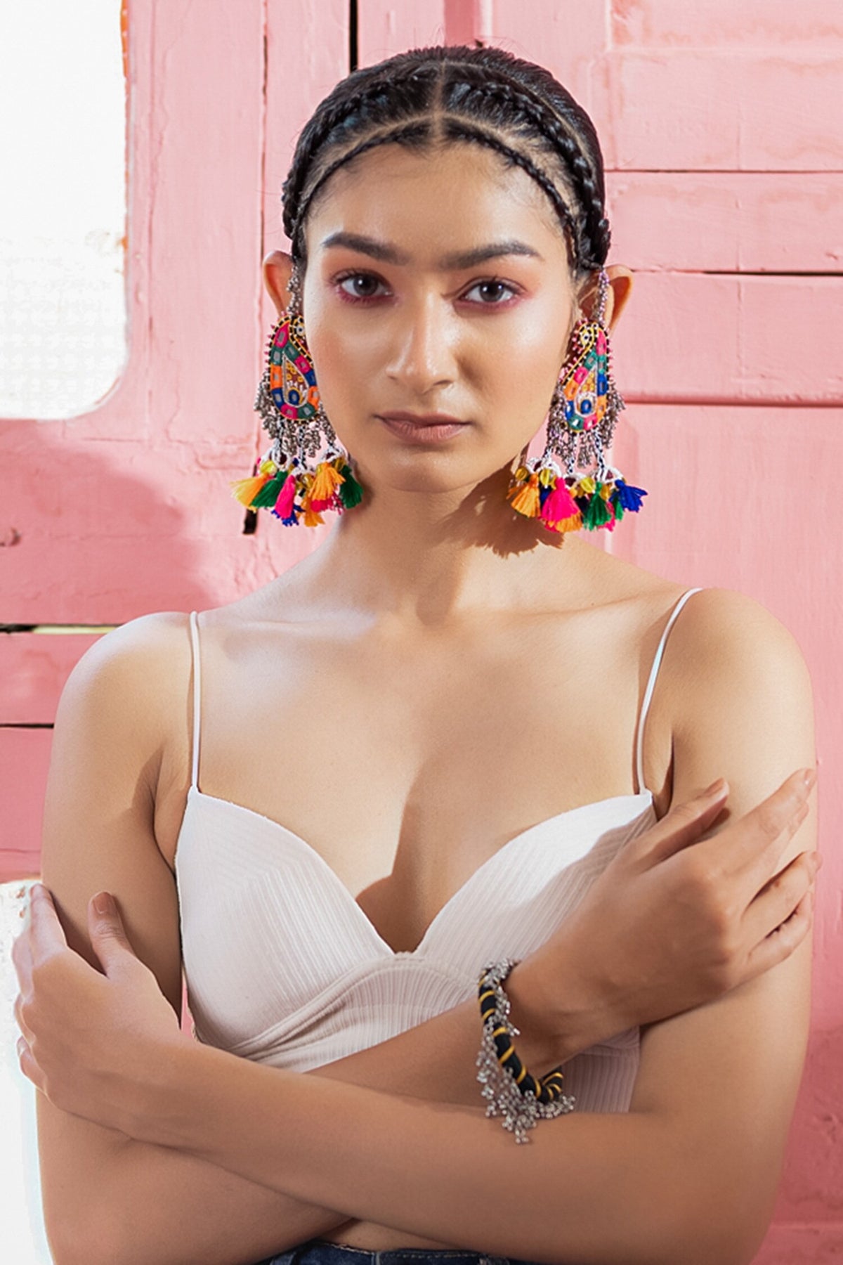 Multi Color Mango Motif Dangling Earrings 