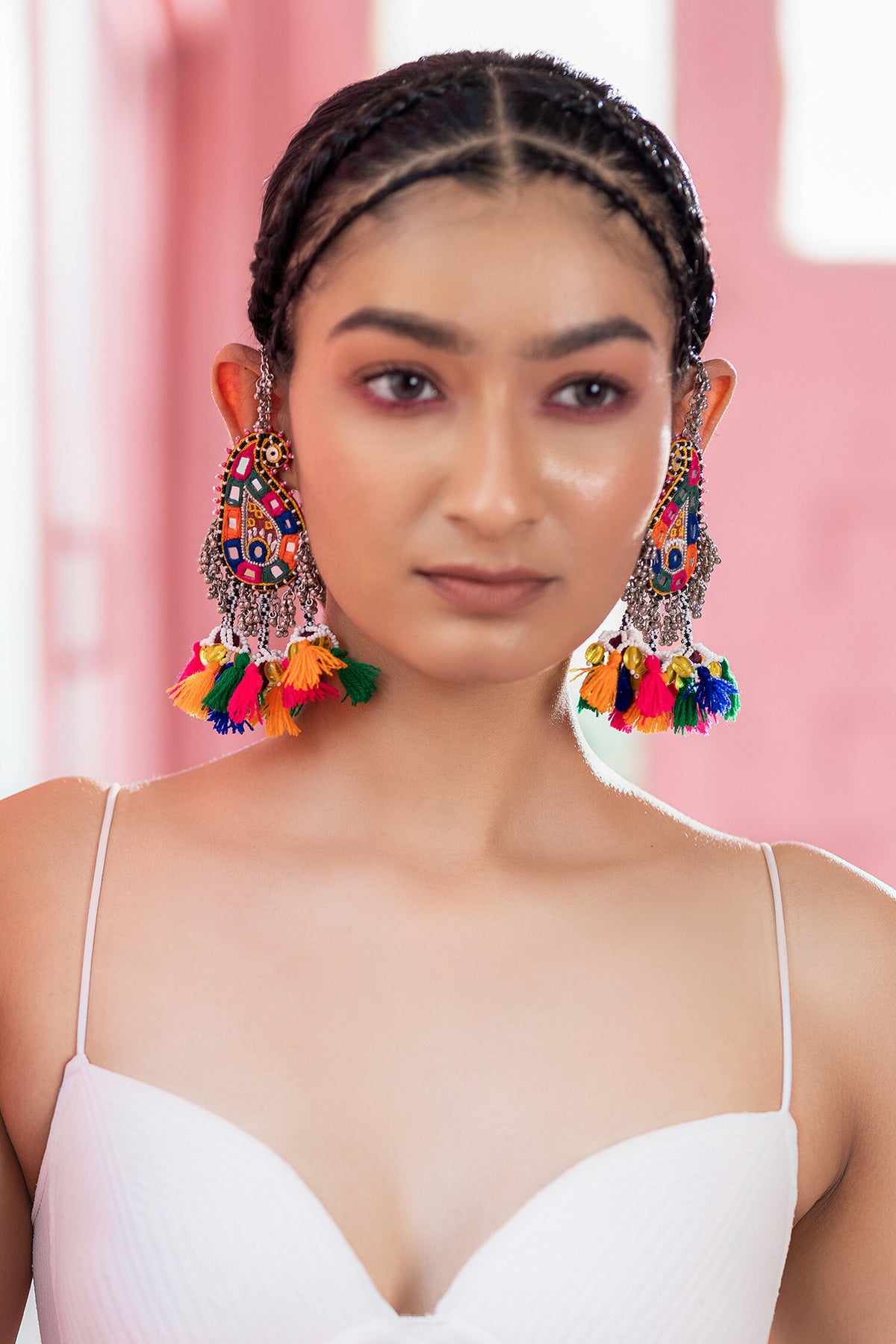 Multi Color Mango Motif Dangling Earrings 