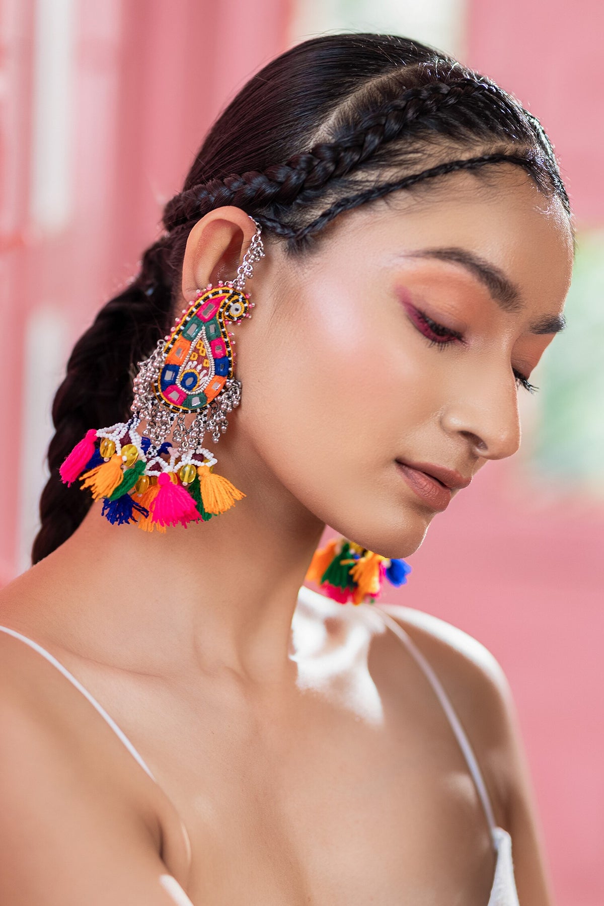 Multi Color Mango Motif Dangling Earrings 