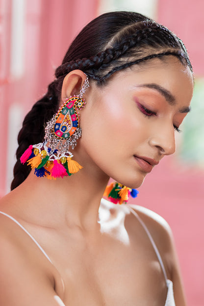 Multi Color Mango Motif Dangling Earrings 