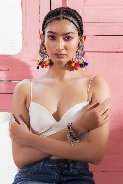 Multi Color Mango Motif Dangling Earrings 