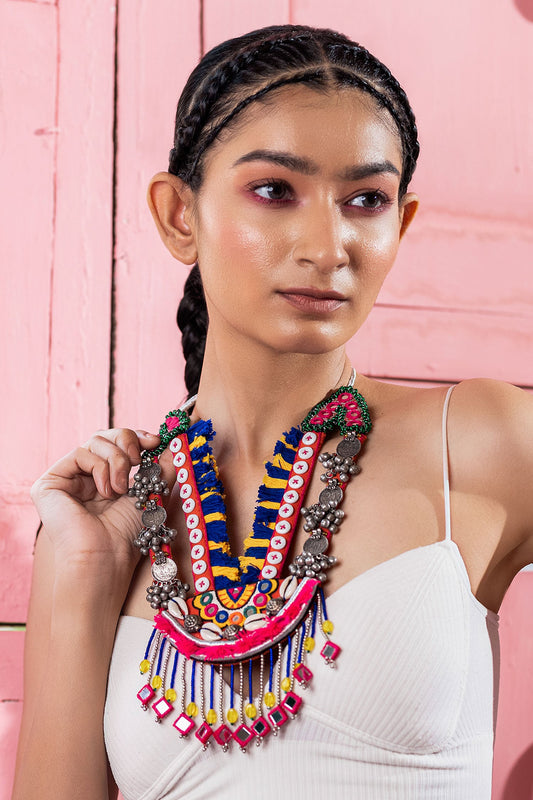 Multi Color Tassel Long Necklace 