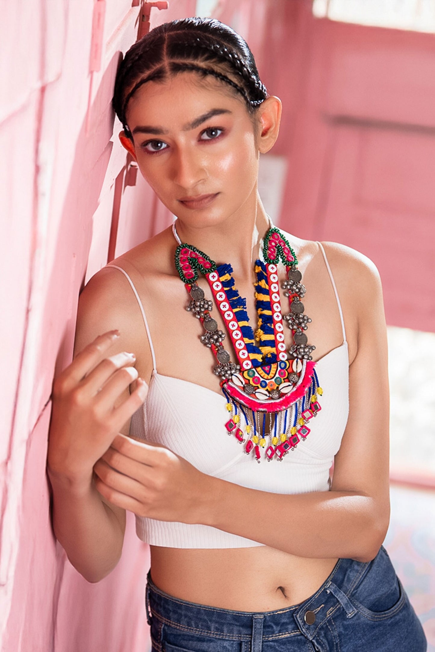 Multi Color Tassel Long Necklace 