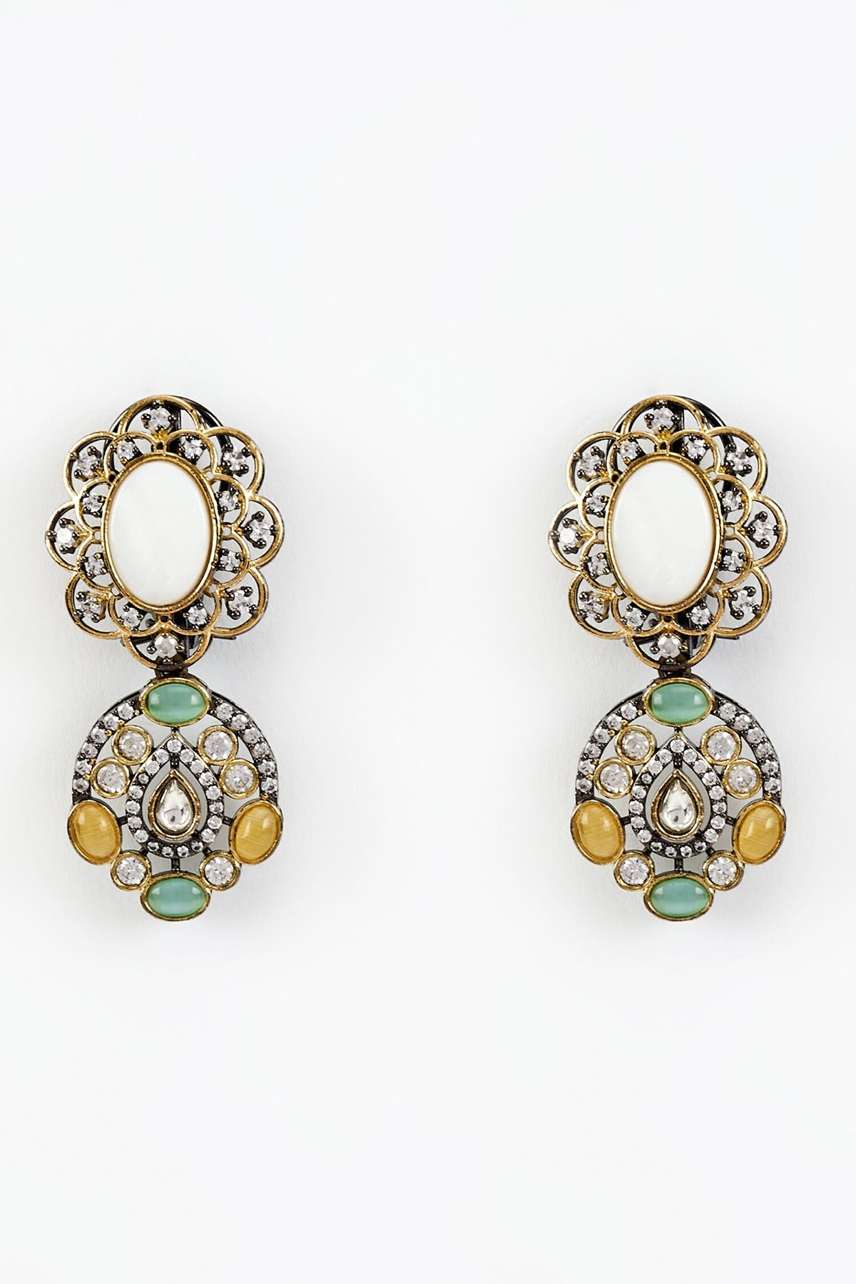Kundan Polki Multi Color Necklace Set 