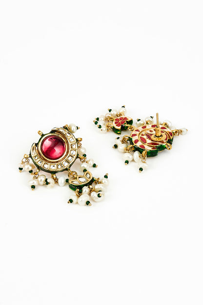 Saadgi Kundan Embellished Multistrand Necklace Set 