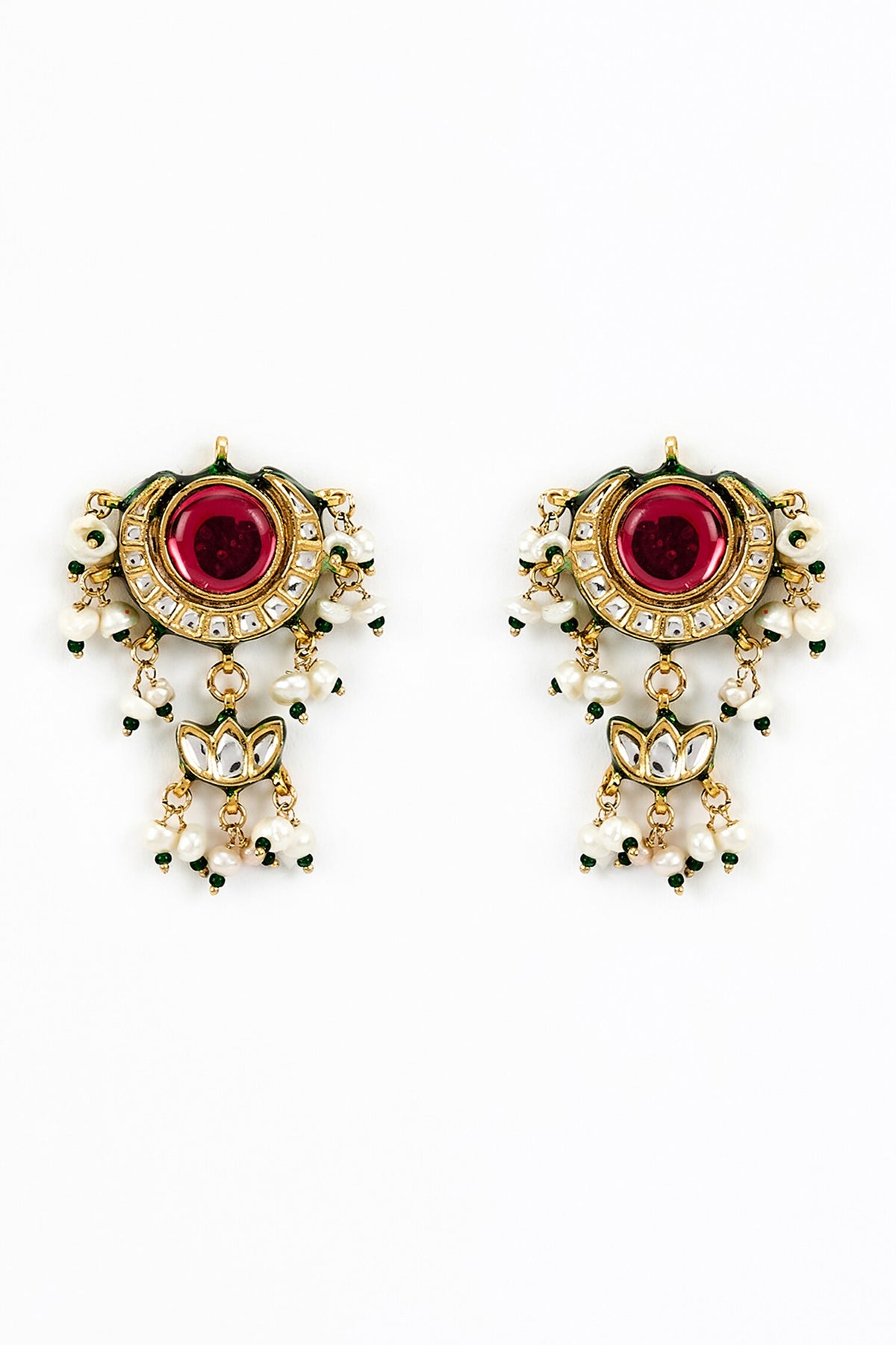 Saadgi Kundan Embellished Multistrand Necklace Set 