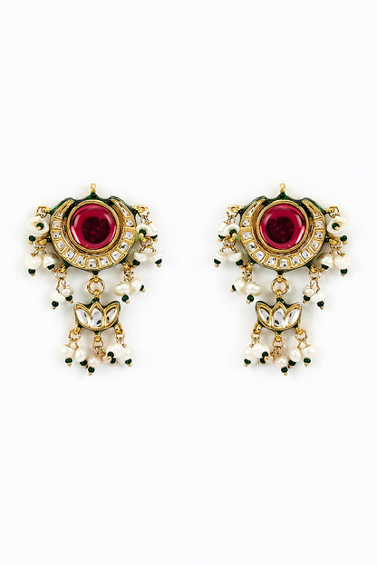 Saadgi Kundan Embellished Multistrand Necklace Set 
