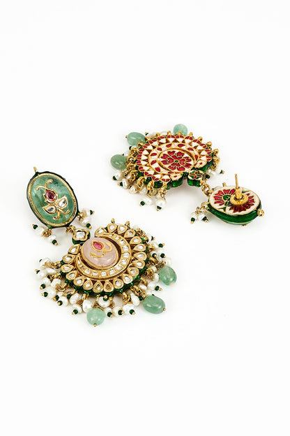 Kundan & Bead Embellished Long Necklace Set 