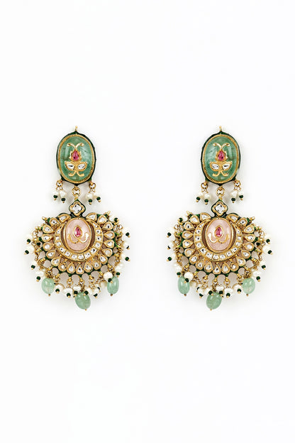Kundan & Bead Embellished Long Necklace Set 