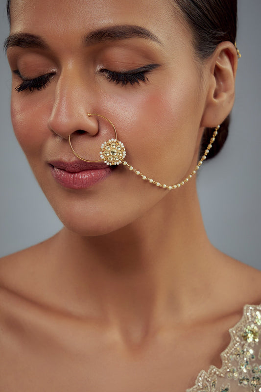 Kundan & Pearl Nose Ring 