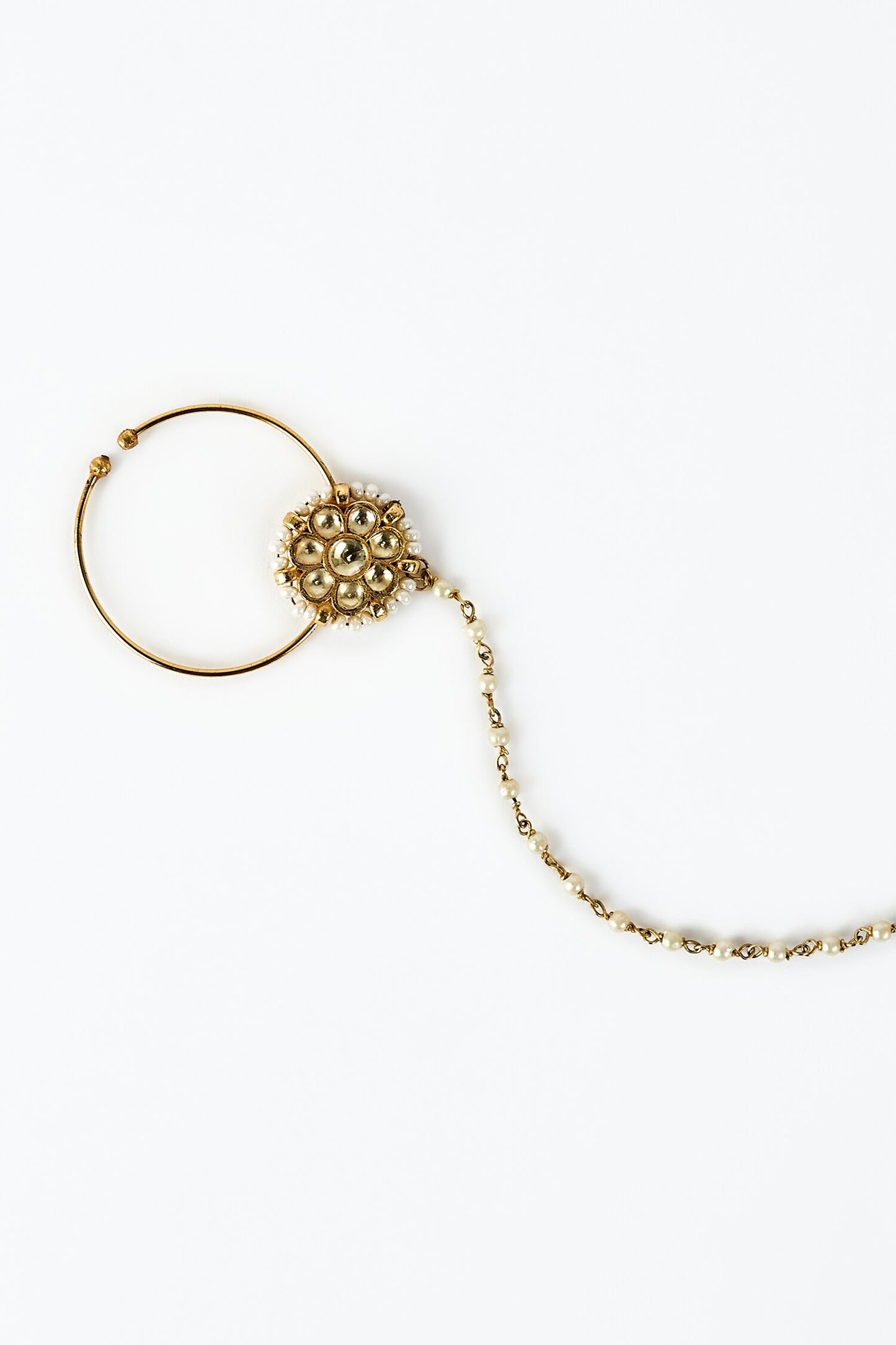 Kundan & Pearl Nose Ring 