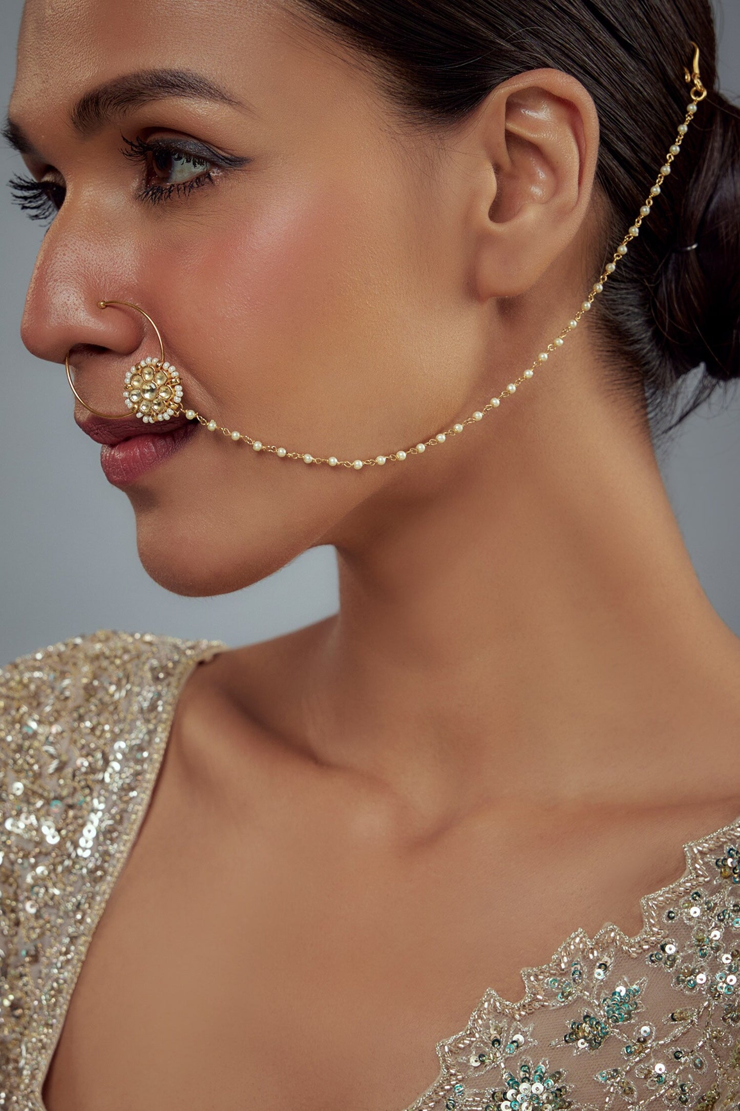 Kundan & Pearl Nose Ring 