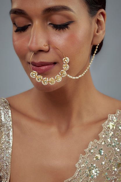 Saadgi Kundan Embellished Nose Ring 