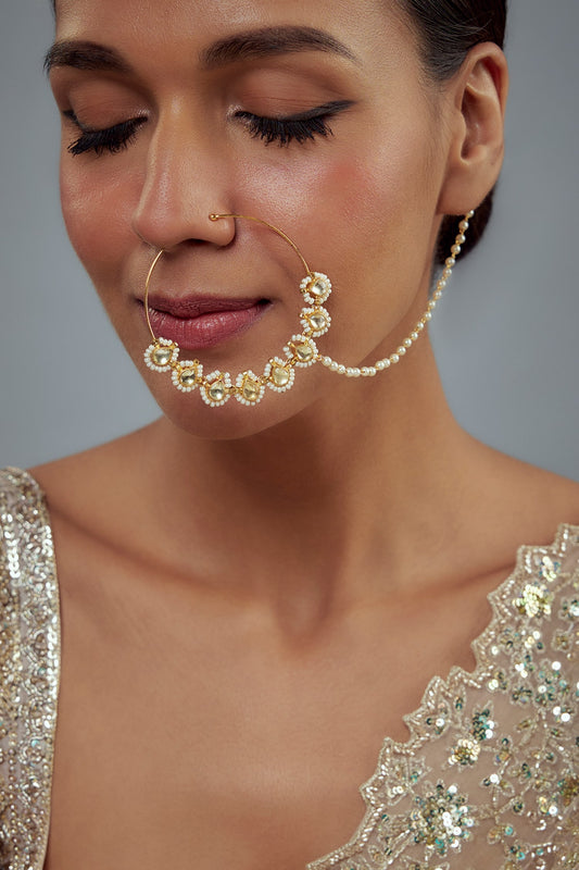 Saadgi Kundan Embellished Nose Ring 