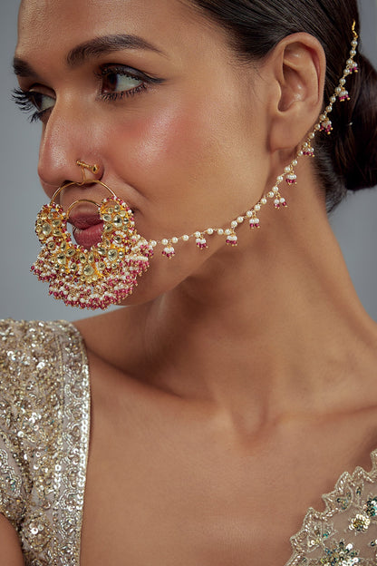 Saadgi Kundan & Bead Embellished Nath 