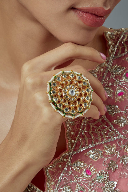 Kundan Stone Embellished Designer Ring 
