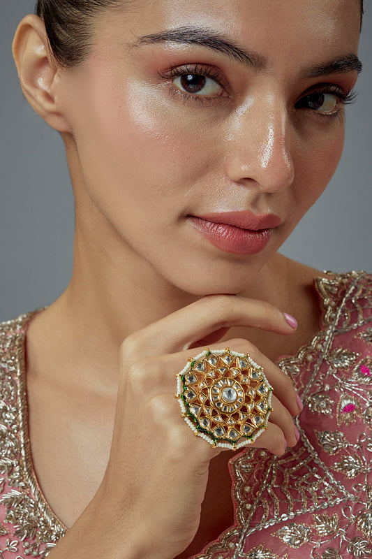Kundan Stone Embellished Designer Ring 