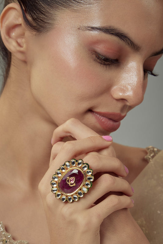 Kundan & Stone Embellished Ring 