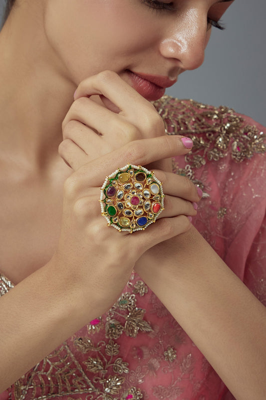 Kundan Floral Ring 