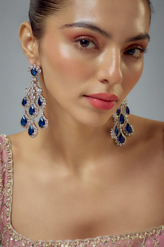 Blue Gemstone Crystal Danglers 