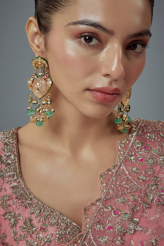 Lotus Carved Dangler Earrings 