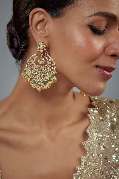 Kundan Stone Embellished Dangler Earrings 
