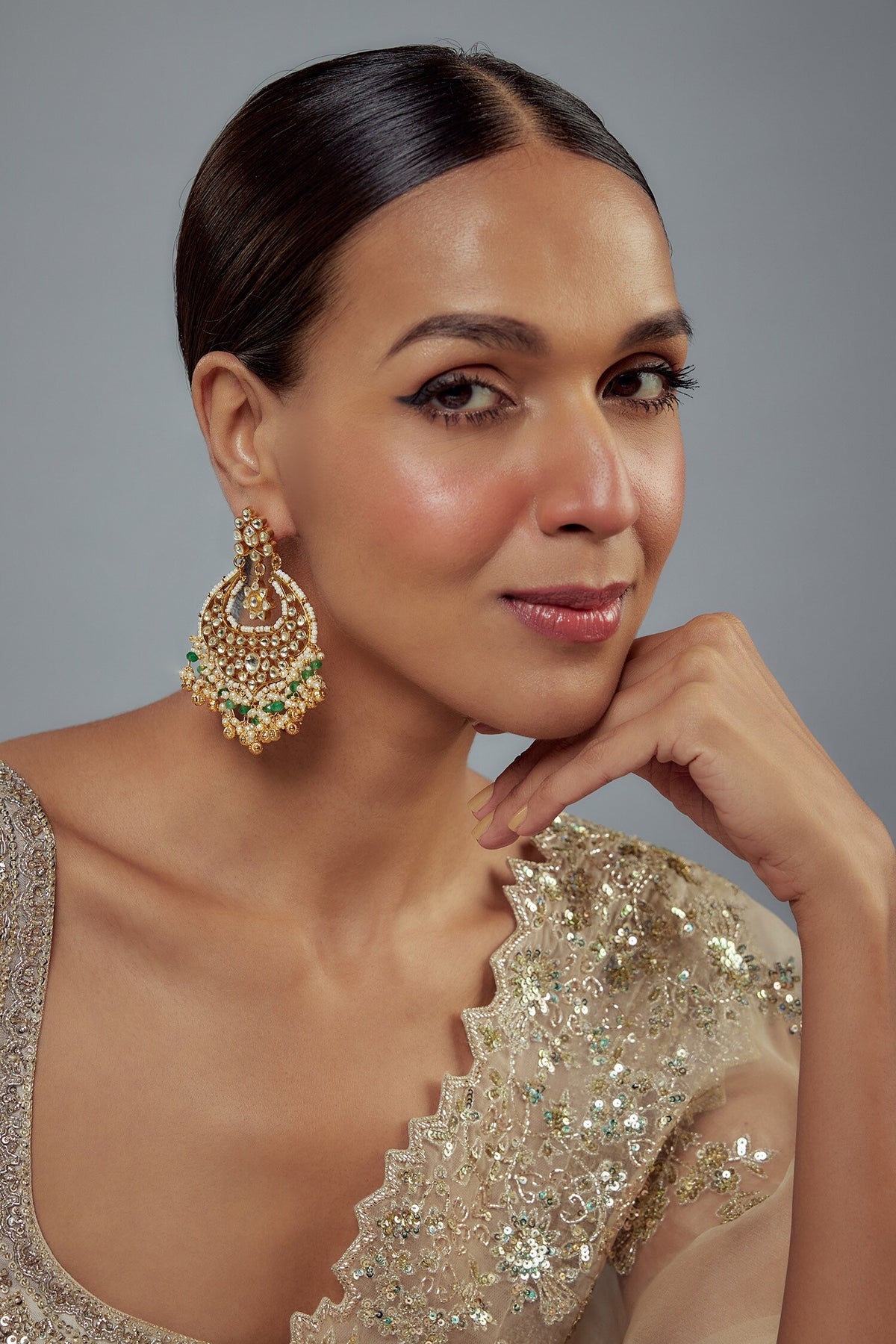 Kundan Stone Embellished Dangler Earrings 