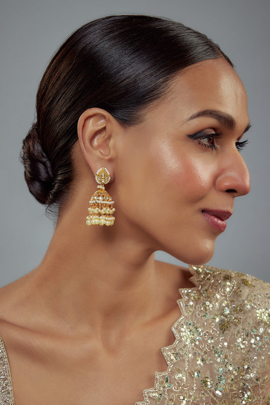 Kundan Polki Embellished Jhumkas 