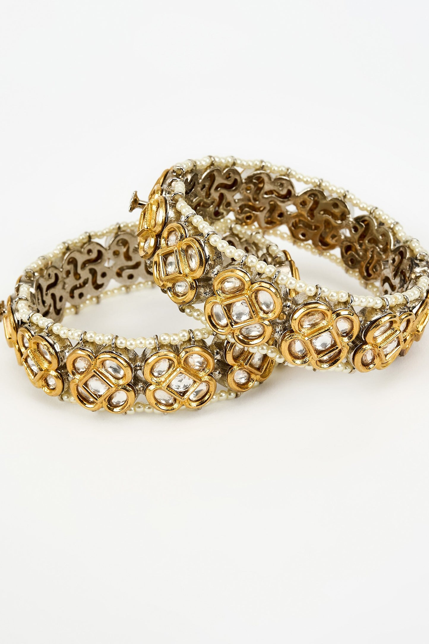 Kundan & Pearl Embellished Bangles Set 