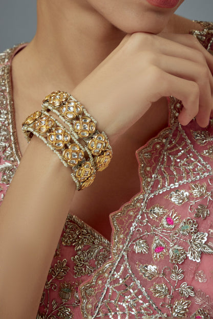 Kundan & Pearl Embellished Bangles Set 