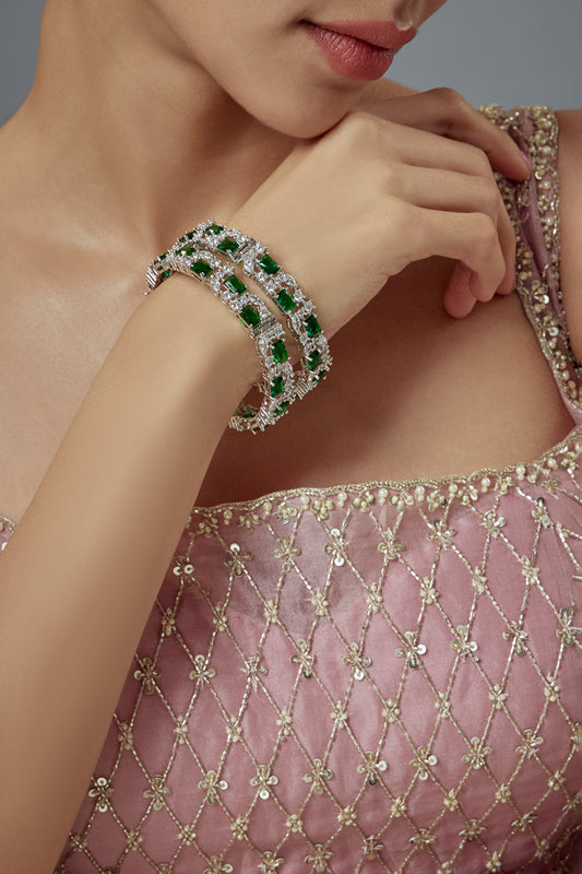 Zircon & Emerald Stone Bangles Set 