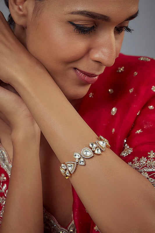Gold Polki & Kundan Bloom Vine Bracelet 
