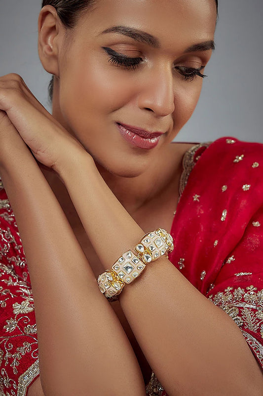 Gold Kundan & Polki Designer Bracelet 