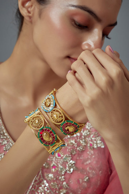 Antara Paisley Kundan & Bead Embellished Bangles Set Of 2 
