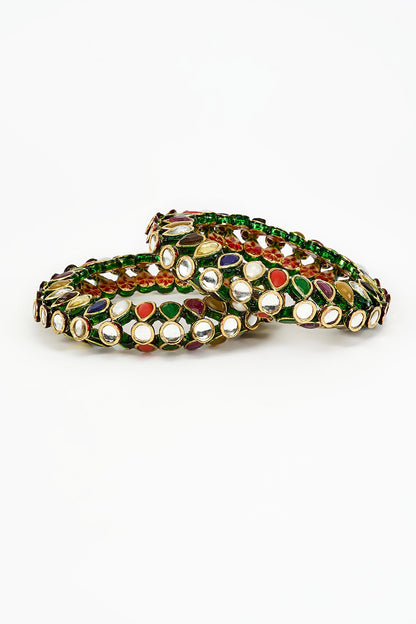 Saadgi Kundan & Stone Embellished Bangles Set Of 2 