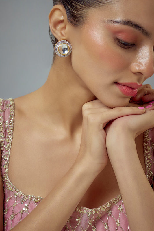 Cubic Zirconia Round Stud Earrings 