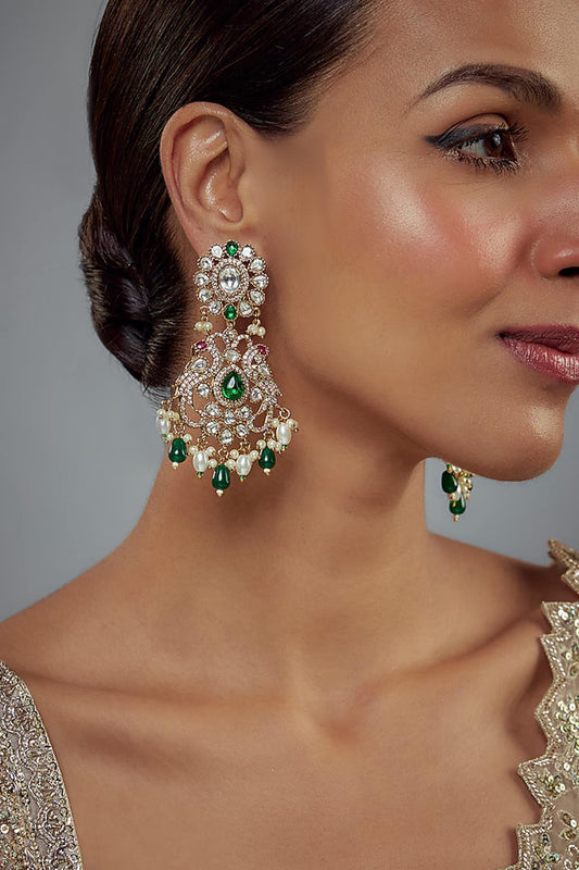 Floral Kundan Embellished Earrings 