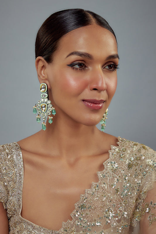 Saadgi Drop Cluster Embellished Earrings 