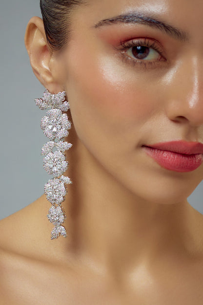 Zia Cubic Zirconia Embellished Floral Earrings 