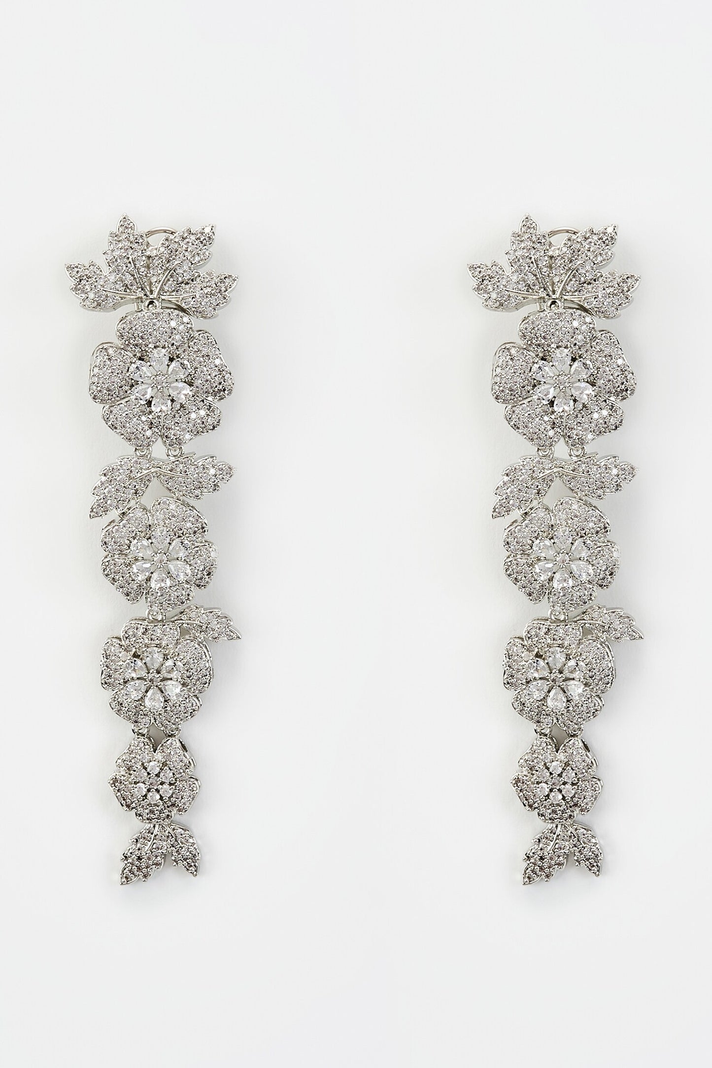Zia Cubic Zirconia Embellished Floral Earrings 
