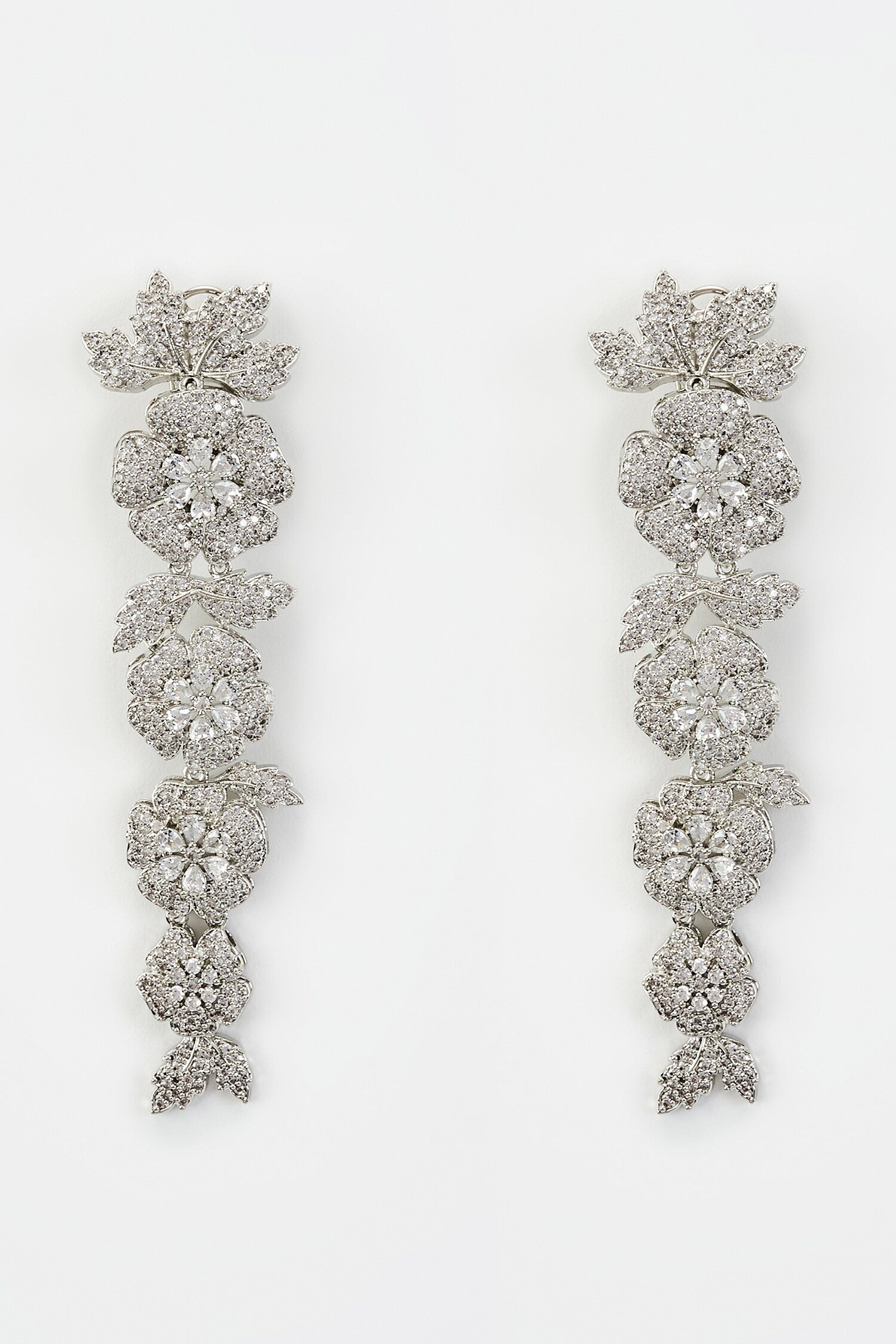 Zia Cubic Zirconia Embellished Floral Earrings 