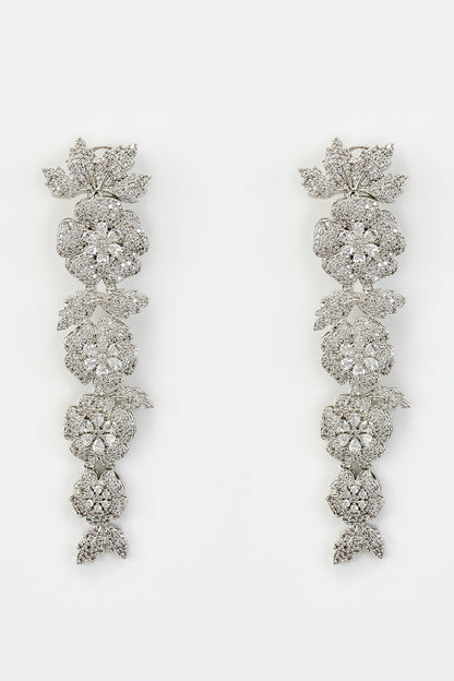 Zia Cubic Zirconia Embellished Floral Earrings 