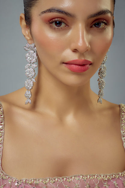 Zia Cubic Zirconia Embellished Floral Earrings 